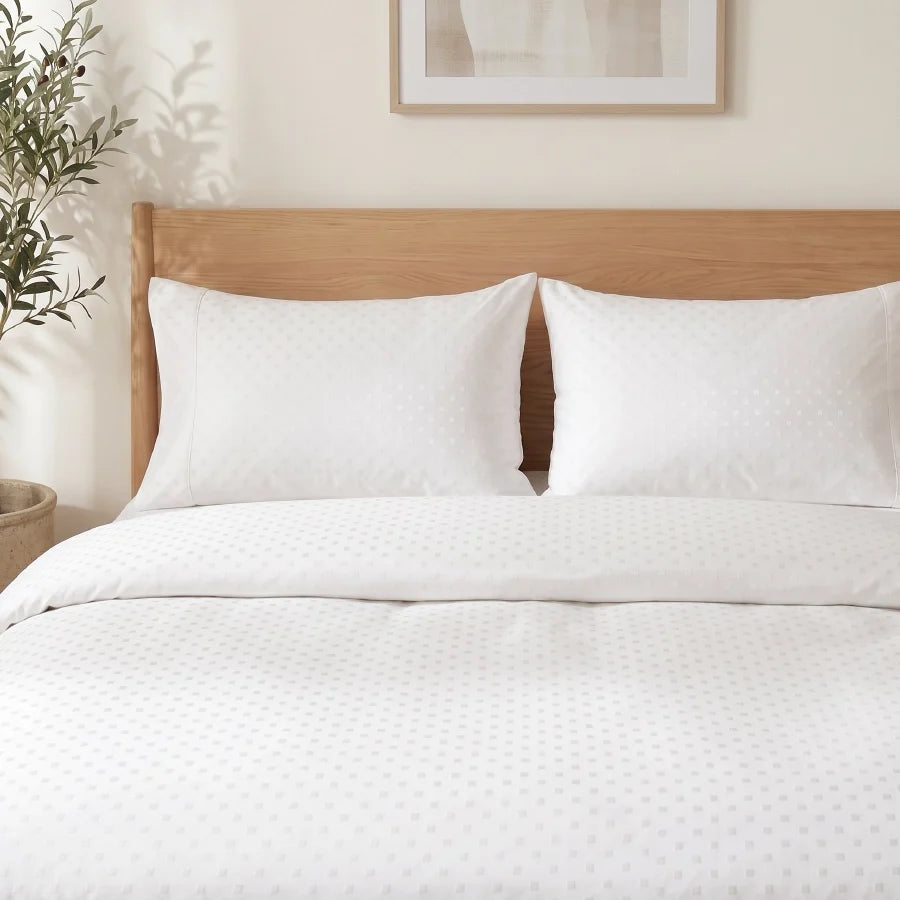 Pillow Cover | Swiss Dot | 100% Cotton | Pack of 2 Pillow Cases | 300TC - Swiss-Dot-White