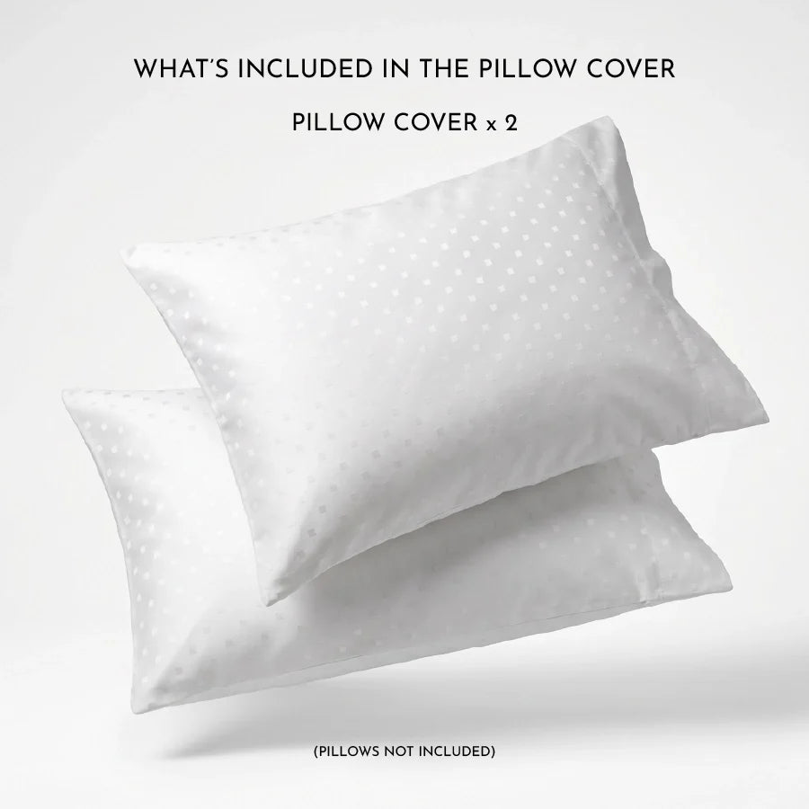 Pillow Cover | Swiss Dot | 100% Cotton | Pack of 2 Pillow Cases | 300TC - Swiss-Dot-White