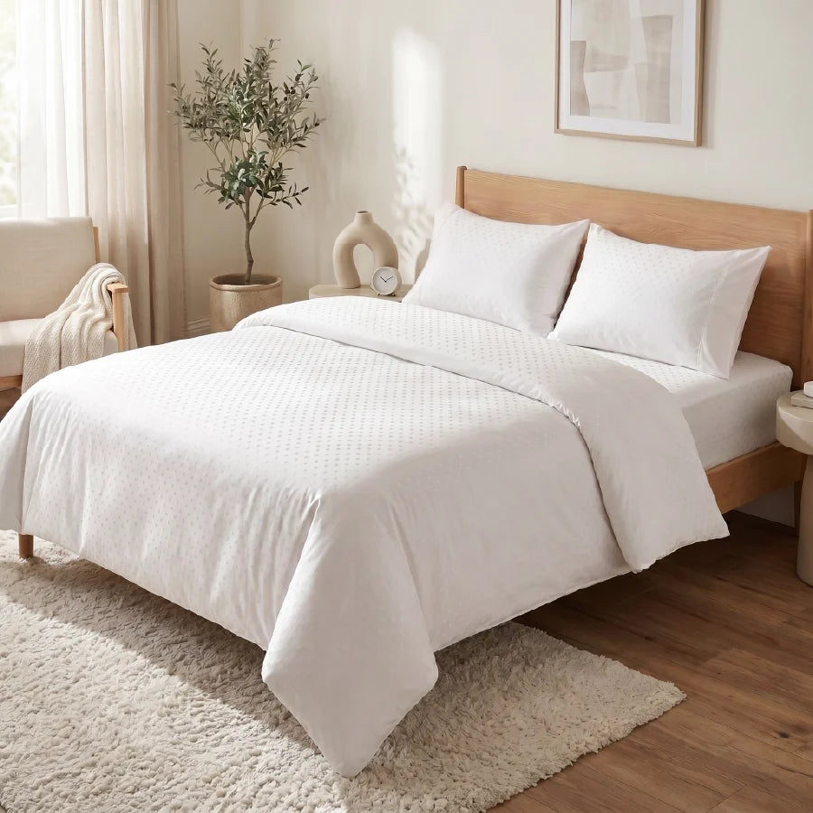 Pillow Cover | Swiss Dot | 100% Cotton | Pack of 2 Pillow Cases | 300TC - Swiss-Dot-White