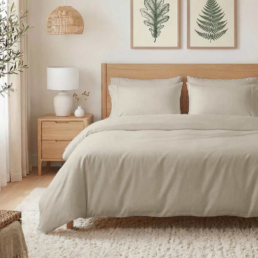 Duvet Cover | 400TC Solid | 100% Cotton | Size : Double - Solid Beige