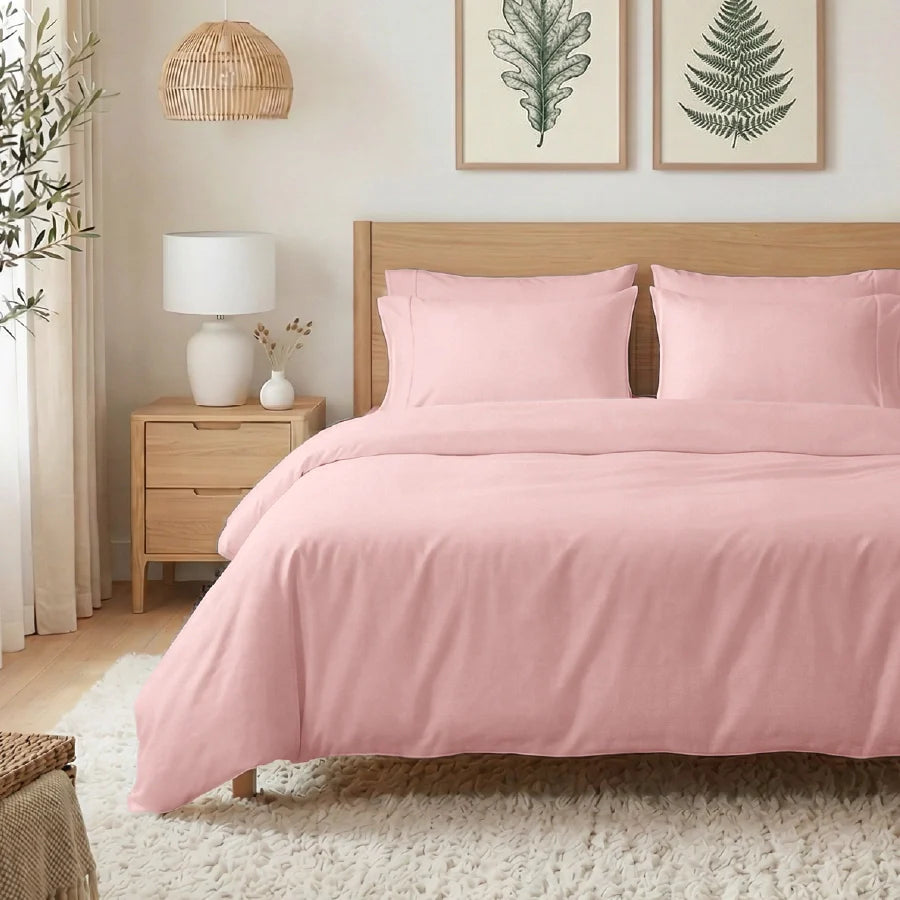 Duvet Cover | 400TC Solid | 100% Cotton | Size : Double - Solid Cameo Rose