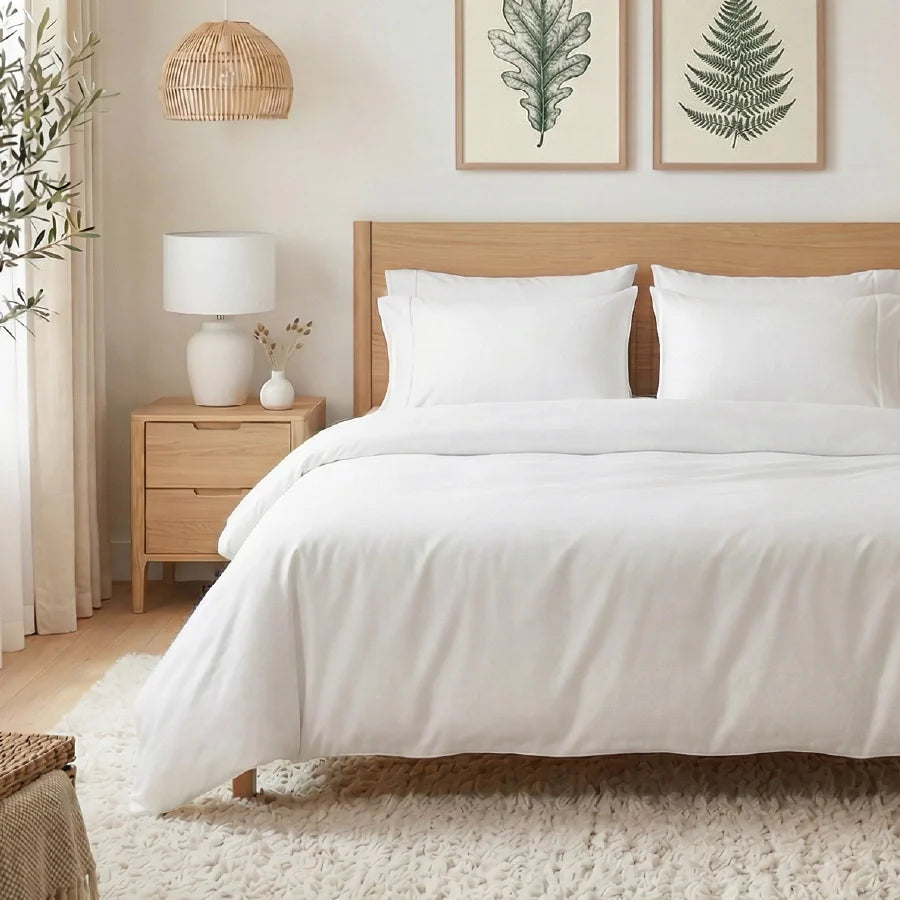 Duvet Cover | 400TC Solid | 100% Cotton | Size : Double - Solid White