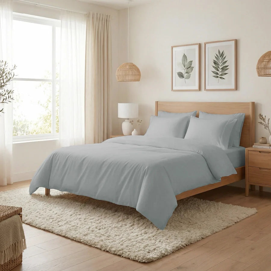 Duvet Cover | 400TC Solid | 100% Cotton | Size : Double - Solid Light Grey