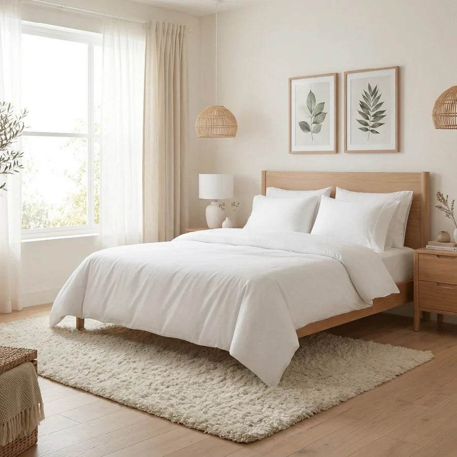 Duvet Cover | 400TC Solid | 100% Cotton | Size : Double - Solid White