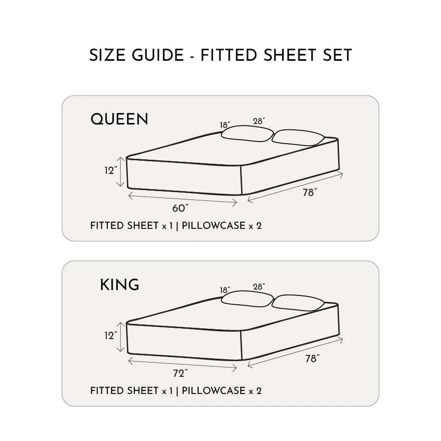 Fitted Bedsheet Set |  400TC Solid | 100% Cotton Bedsheet + 2 Pillow Cases [Sizes: King Bedsheets & Queen/ Double Bedsheets] - Solid-Ivory