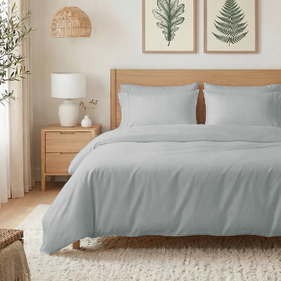Bedsheet Set | 400TC Solid | 100% Cotton King Size Bedsheet + 2 Pillow Cases - Solid-Light-Grey