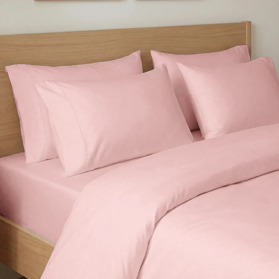 Bedsheet Set | 400TC Solid | 100% Cotton King Size Bedsheet + 2 Pillow Cases - Solid-Cameo-Rose