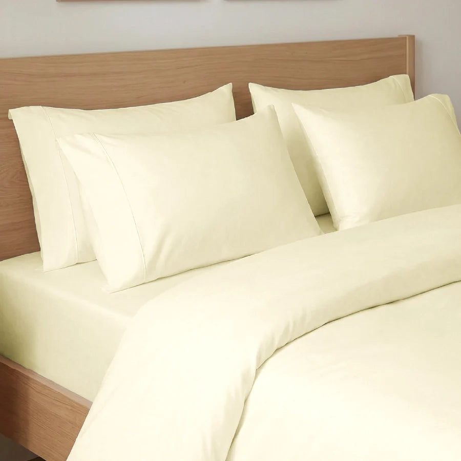 Bedsheet Set | 400TC Solid | 100% Cotton King Size Bedsheet + 2 Pillow Cases - Solid-Ivory