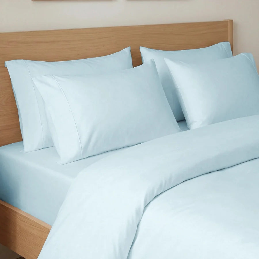 Bedsheet Set | 400TC Solid | 100% Cotton King Size Bedsheet + 2 Pillow Cases - Solid-Pale-Blue