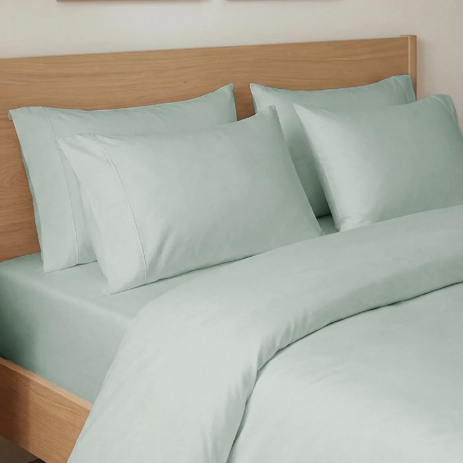Bedsheet Set | 400TC Solid | 100% Cotton King Size Bedsheet + 2 Pillow Cases - Solid-Laurel-Green
