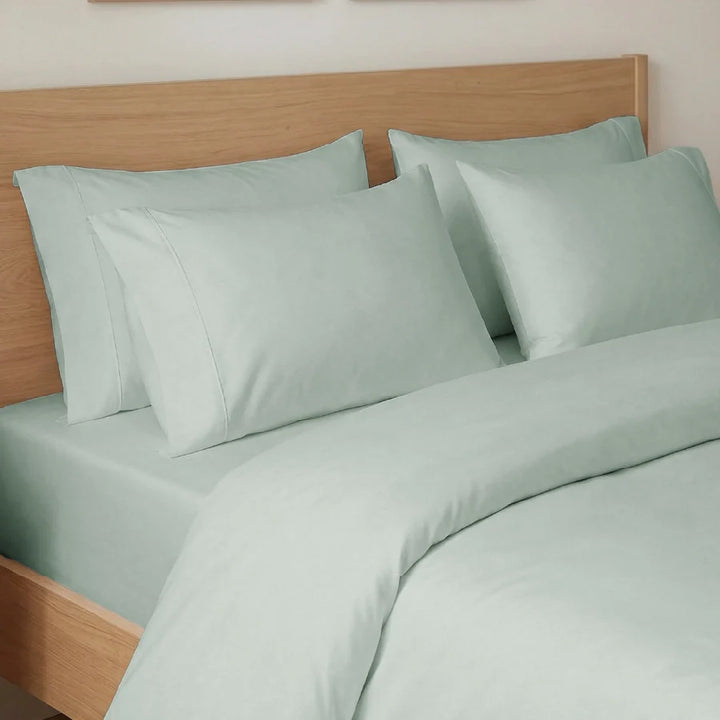 Bedsheet Set | 400TC Solid | 100% Cotton King Size Bedsheet + 2 Pillow Cases - Solid-Laurel-Green