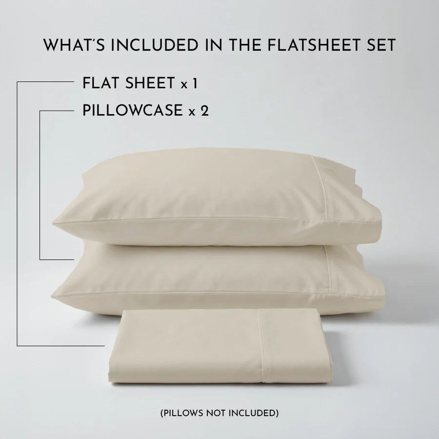 Bedsheet Set | 400TC Solid | 100% Cotton King Size Bedsheet + 2 Pillow Cases - Solid-Beige