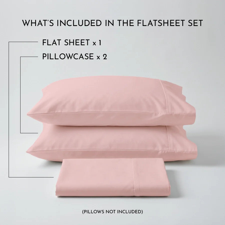 Bedsheet Set | 400TC Solid | 100% Cotton King Size Bedsheet + 2 Pillow Cases - Solid-Cameo-Rose