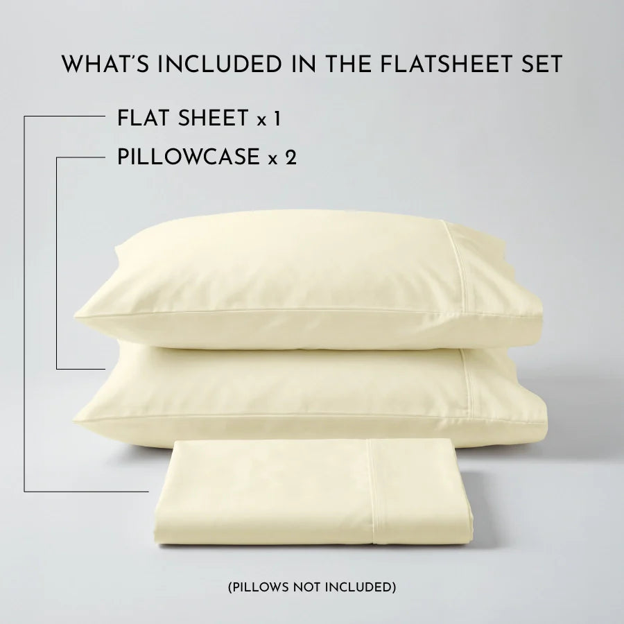 Bedsheet Set | 400TC Solid | 100% Cotton King Size Bedsheet + 2 Pillow Cases - Solid-Ivory