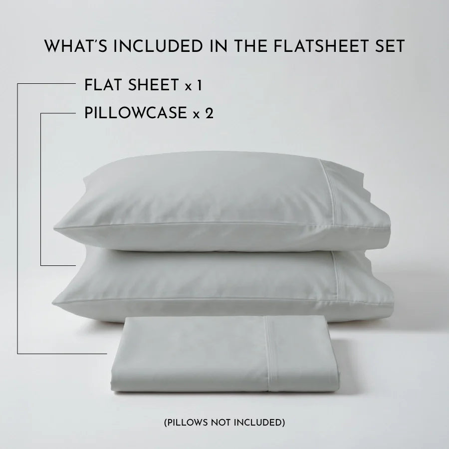 Bedsheet Set | 400TC Solid | 100% Cotton King Size Bedsheet + 2 Pillow Cases - Solid-Light-Grey