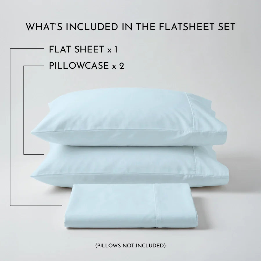 Bedsheet Set | 400TC Solid | 100% Cotton King Size Bedsheet + 2 Pillow Cases - Solid-Pale-Blue