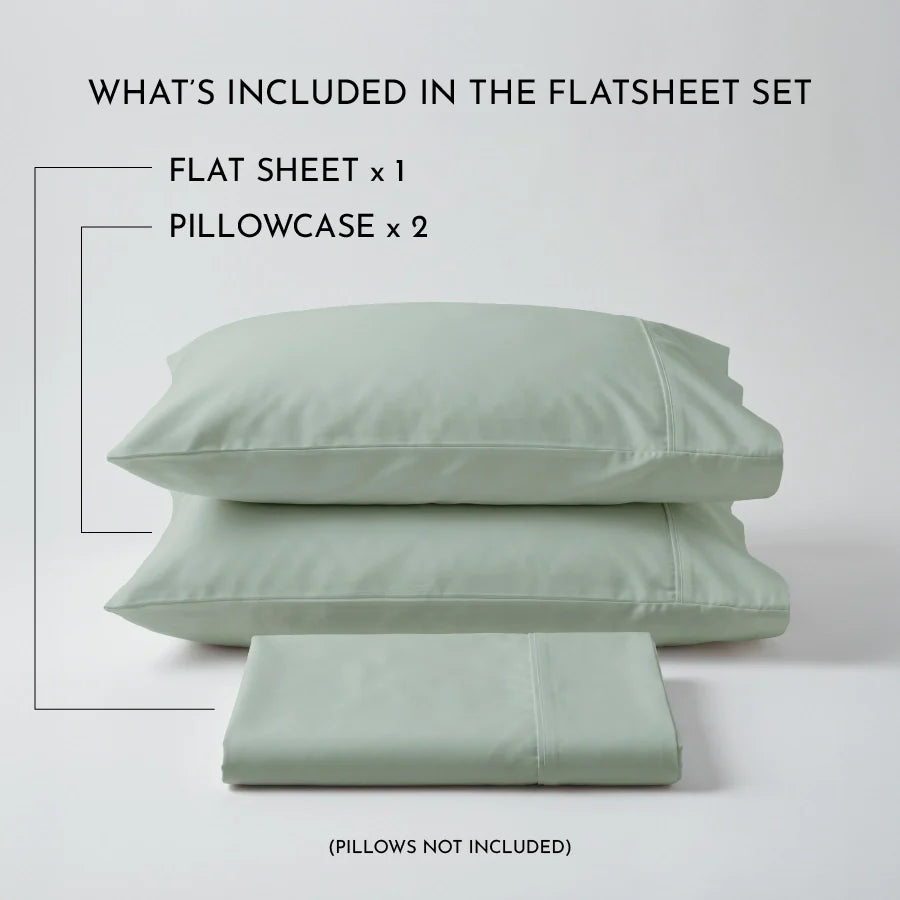 Bedsheet Set | 400TC Solid | 100% Cotton King Size Bedsheet + 2 Pillow Cases - Solid-Laurel-Green