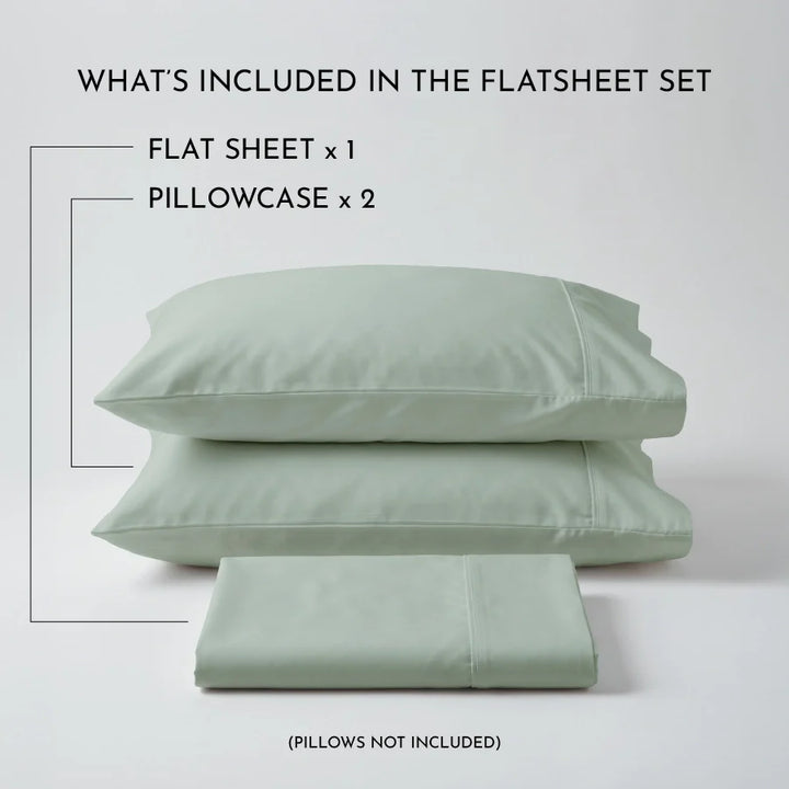 Bedsheet Set | 400TC Solid | 100% Cotton King Size Bedsheet + 2 Pillow Cases - Solid-Laurel-Green