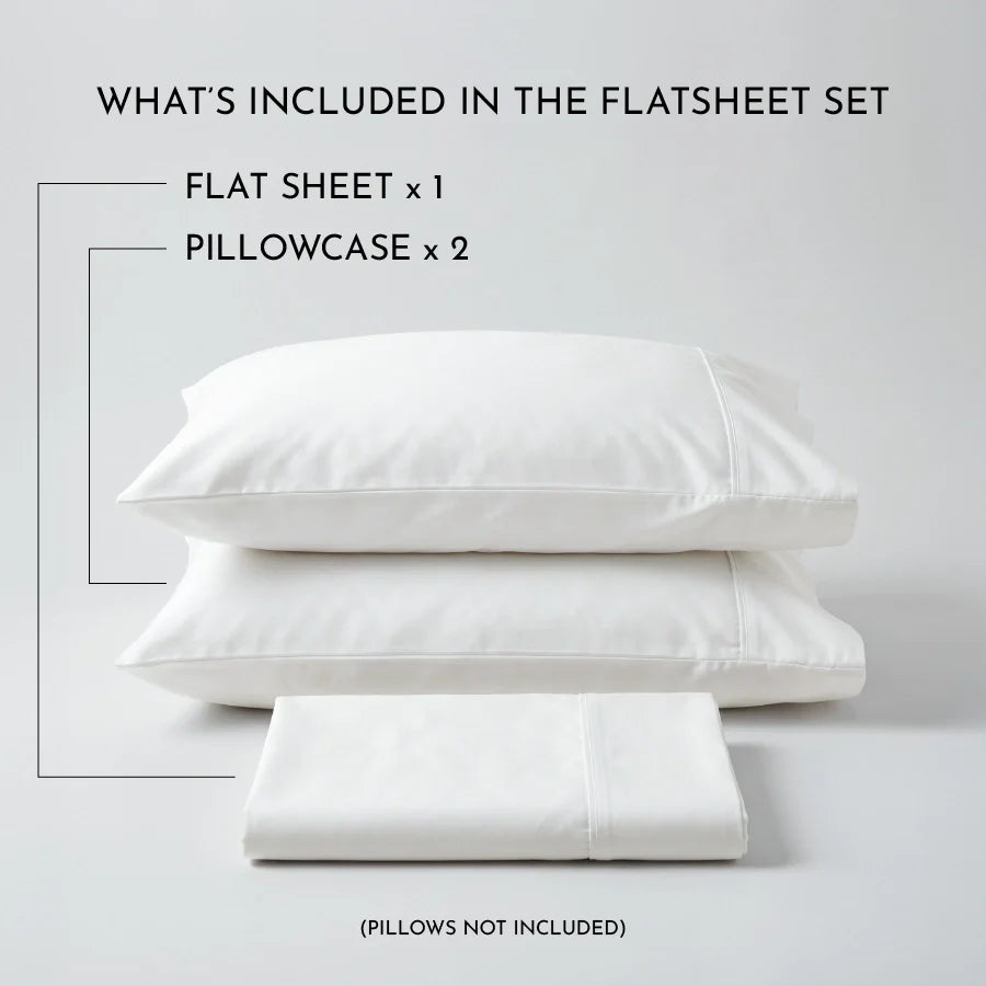 Bedsheet Set | 400TC Solid | 100% Cotton King Size Bedsheet + 2 Pillow Cases - Solid-White