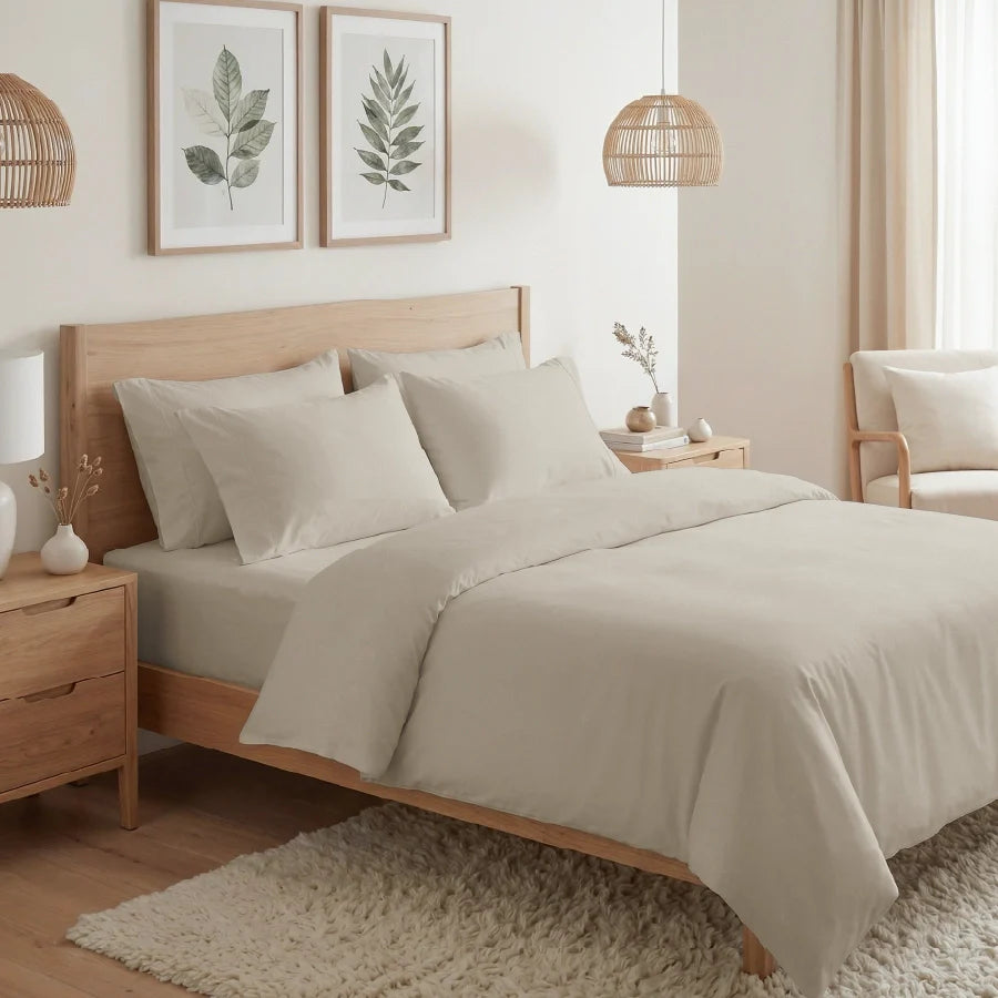 Pillow Cover | 400TC Solid | 100% Cotton | Pack of 2 Pillow Cases - Solid-Beige