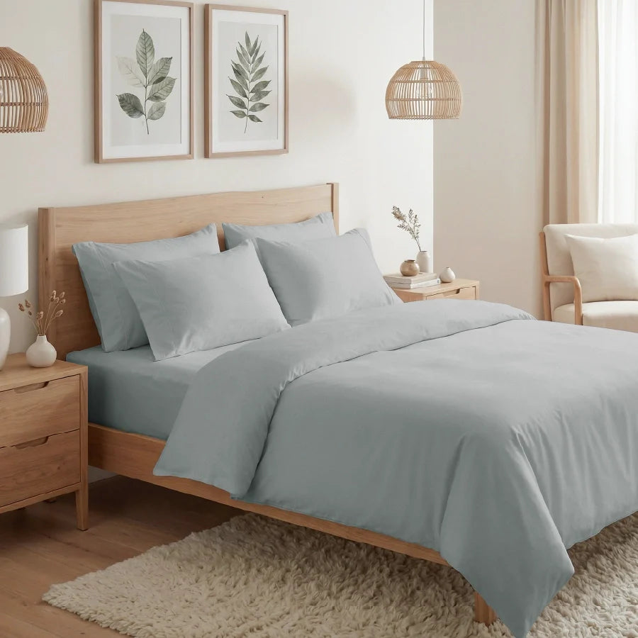 Pillow Cover | 400TC Solid | 100% Cotton | Pack of 2 Pillow Cases - Solid-Light-Grey