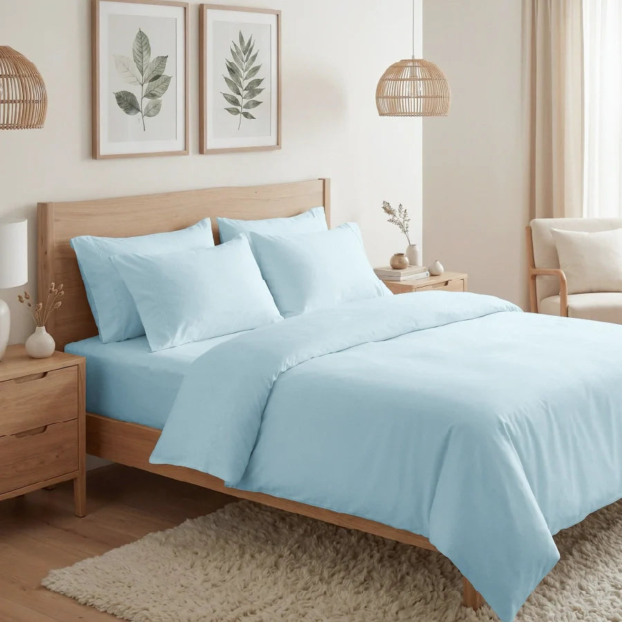 Pillow Cover | 400TC Solid | 100% Cotton | Pack of 2 Pillow Cases - Solid-Pale-Blue
