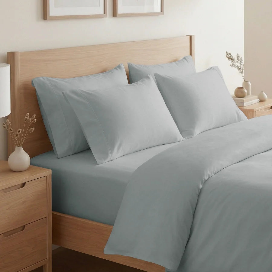 Pillow Cover | 400TC Solid | 100% Cotton | Pack of 2 Pillow Cases - Solid-Light-Grey