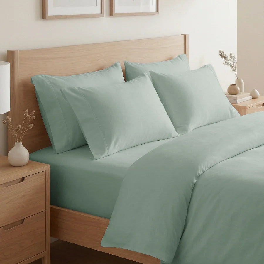Pillow Cover | 400TC Solid | 100% Cotton | Pack of 2 Pillow Cases - Solid-Laurel-Green