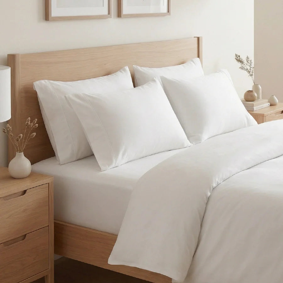 Pillow Cover | 400TC Solid | 100% Cotton | Pack of 2 Pillow Cases - Solid-White