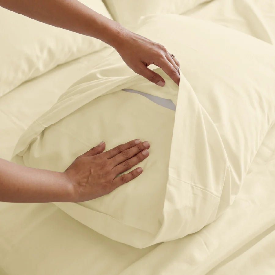 Pillow Cover | 400TC Solid | 100% Cotton | Pack of 2 Pillow Cases - Solid-Ivory