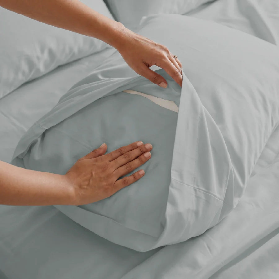 Pillow Cover | 400TC Solid | 100% Cotton | Pack of 2 Pillow Cases - Solid-Light-Grey