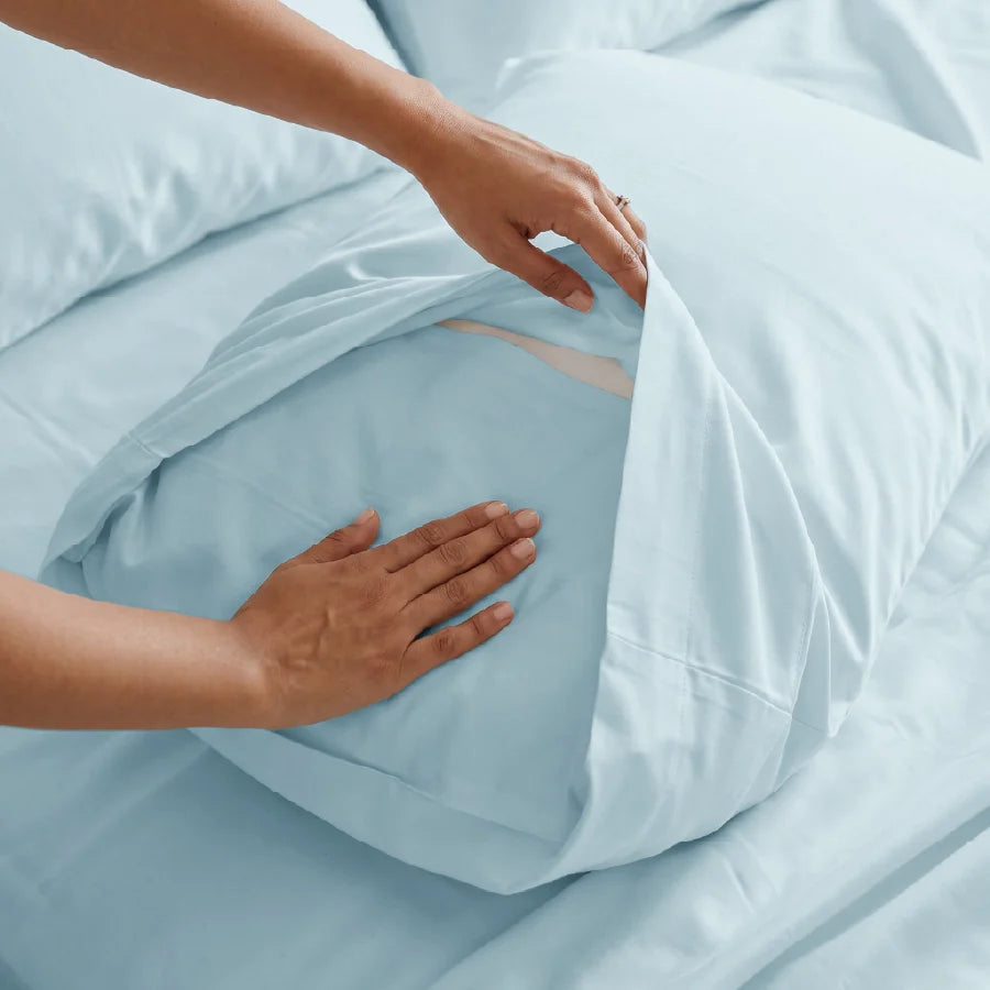 Pillow Cover | 400TC Solid | 100% Cotton | Pack of 2 Pillow Cases - Solid-Pale-Blue