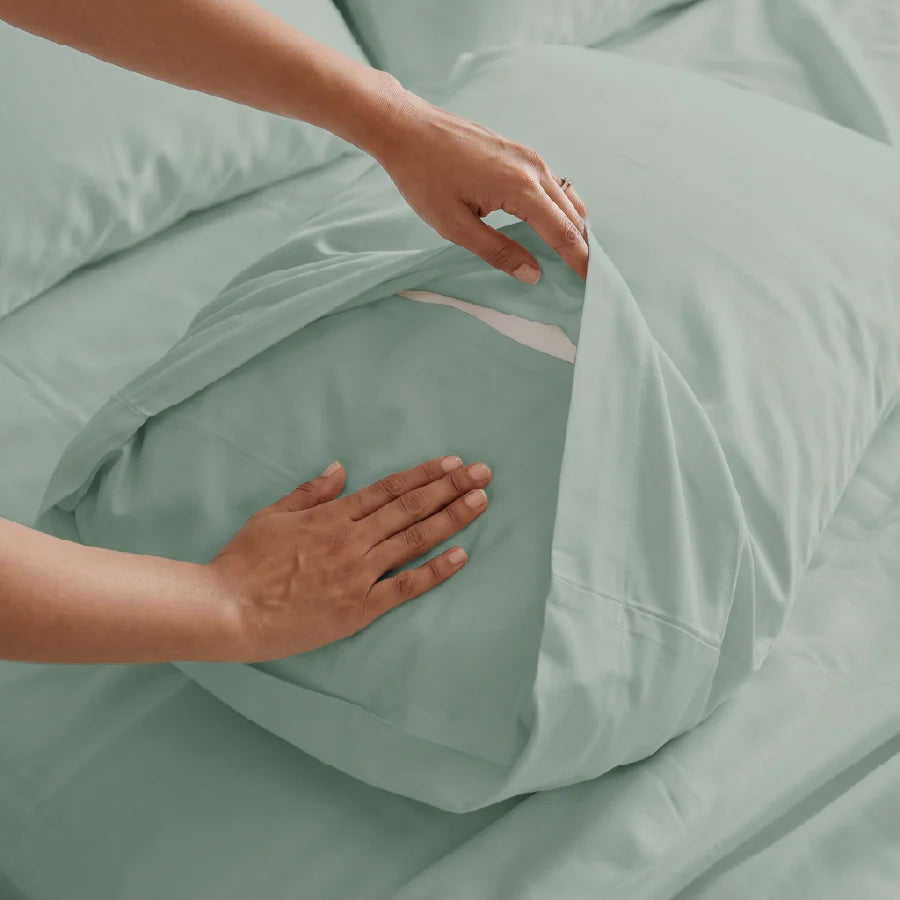 Pillow Cover | 400TC Solid | 100% Cotton | Pack of 2 Pillow Cases - Solid-Laurel-Green