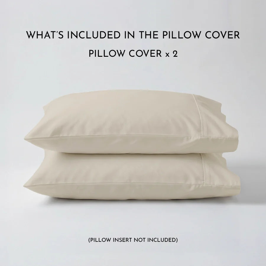 Pillow Cover | 400TC Solid | 100% Cotton | Pack of 2 Pillow Cases - Solid-Beige