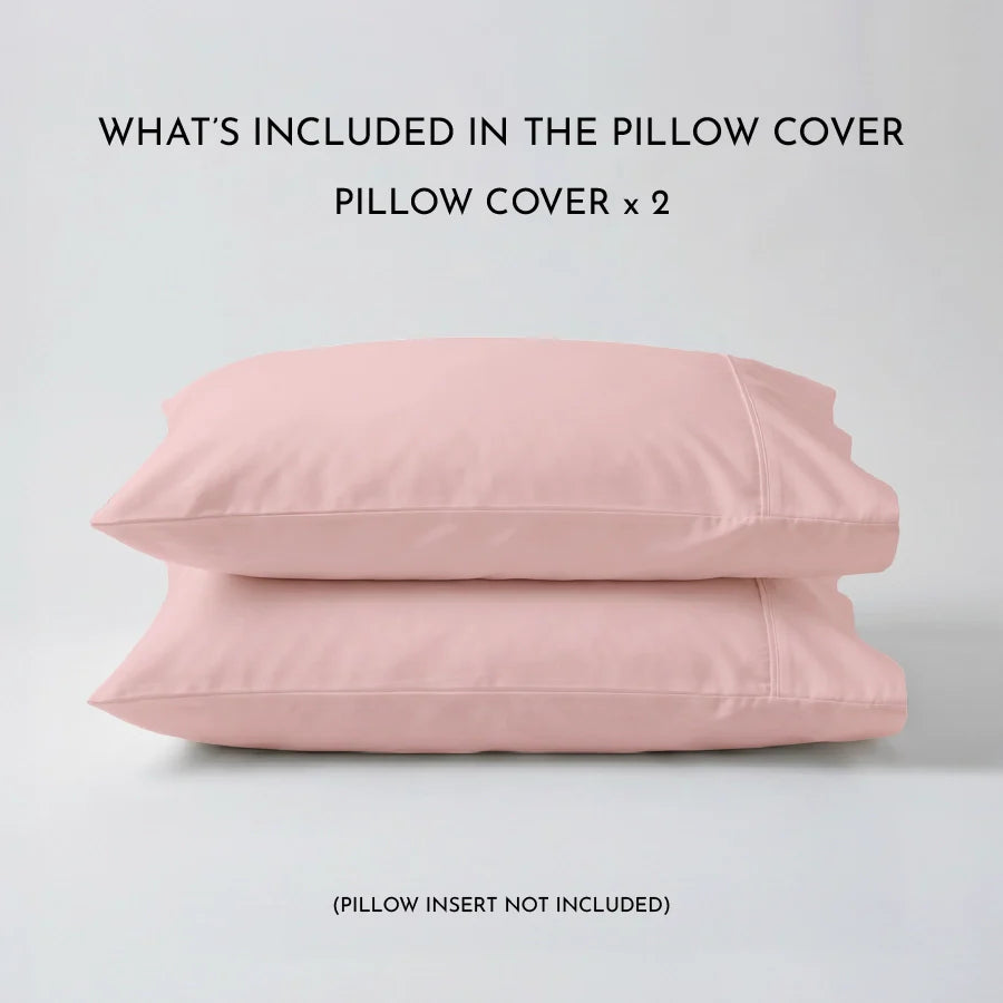 Pillow Cover | 400TC Solid | 100% Cotton | Pack of 2 Pillow Cases - Solid-Cameo-Rose