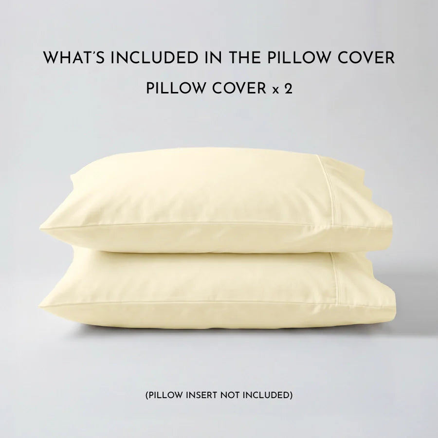 Pillow Cover | 400TC Solid | 100% Cotton | Pack of 2 Pillow Cases - Solid-Ivory