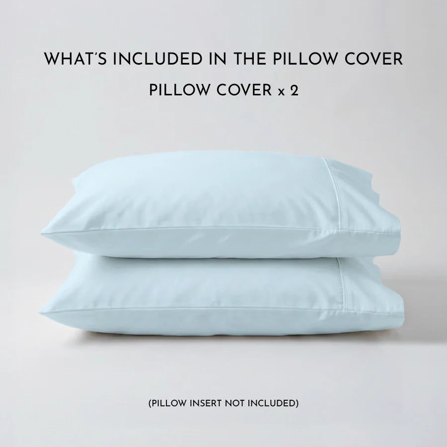Pillow Cover | 400TC Solid | 100% Cotton | Pack of 2 Pillow Cases - Solid-Pale-Blue