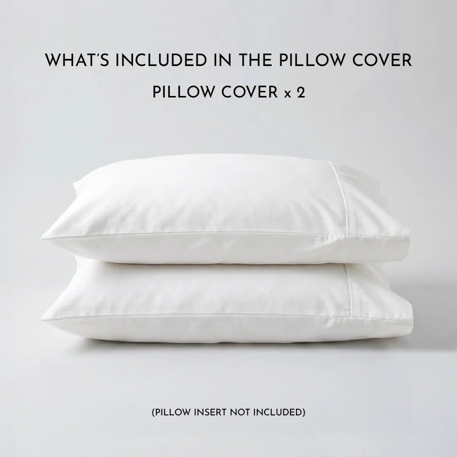 Pillow Cover | 400TC Solid | 100% Cotton | Pack of 2 Pillow Cases - Solid-White