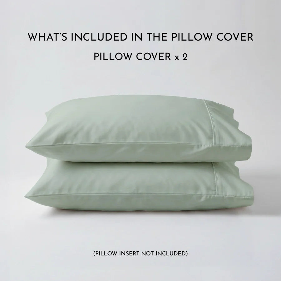 Pillow Cover | 400TC Solid | 100% Cotton | Pack of 2 Pillow Cases - Solid-Laurel-Green