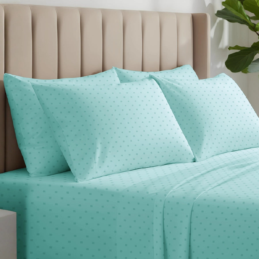 Bedsheet Set - 500TC Swiss Dot - Pale Turquoise - King