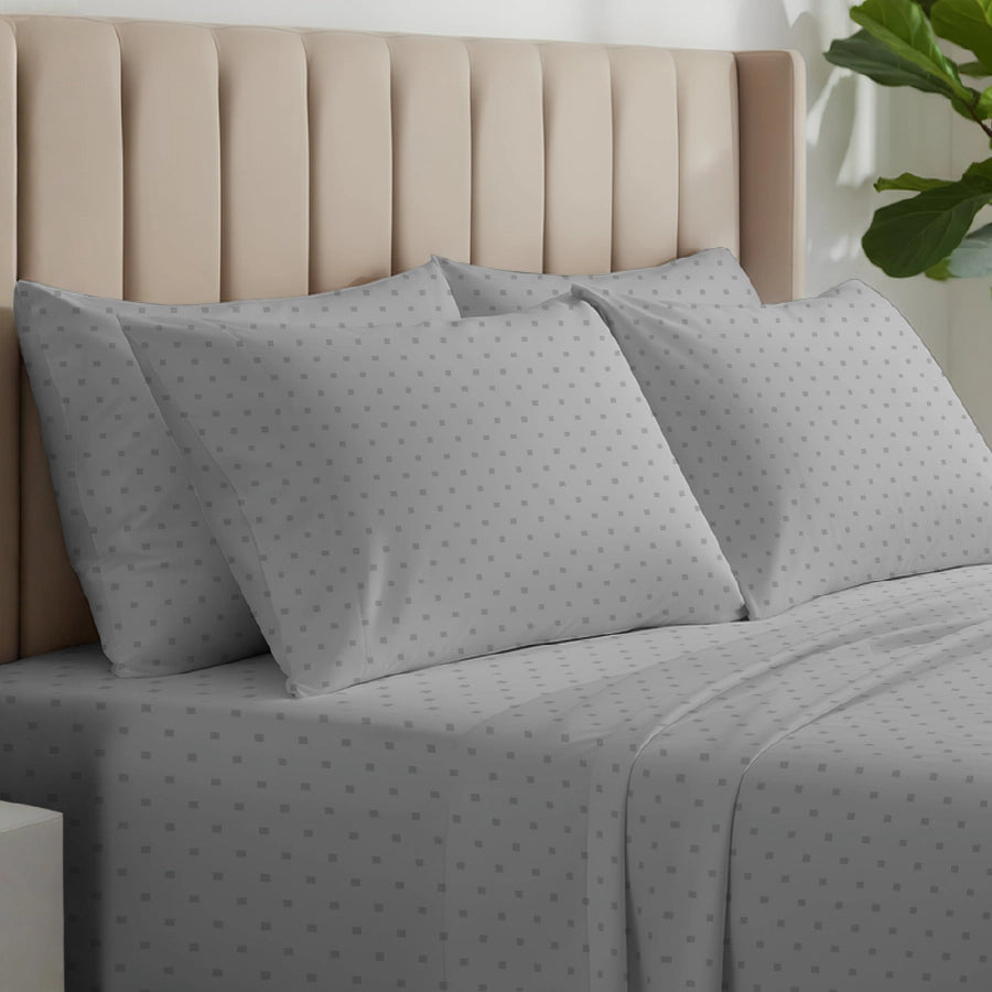 Bedsheet Set - 500TC Swiss Dot - Pale Grey - King