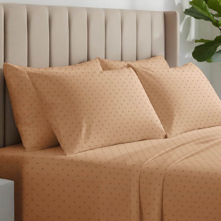 Fitted Set - 500TC Swiss Dot - Toasted Almond - Queen & King