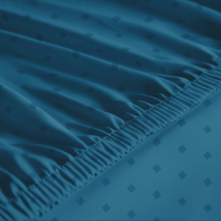 Fitted Set - 500TC Swiss Dot - Sky Blue, Azure Blue, Pale Turquoise, White, Merlot, Paloma Grey - Queen & King