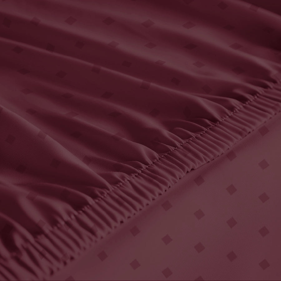 Fitted Set - 500TC Swiss Dot - Merlot - Queen & King