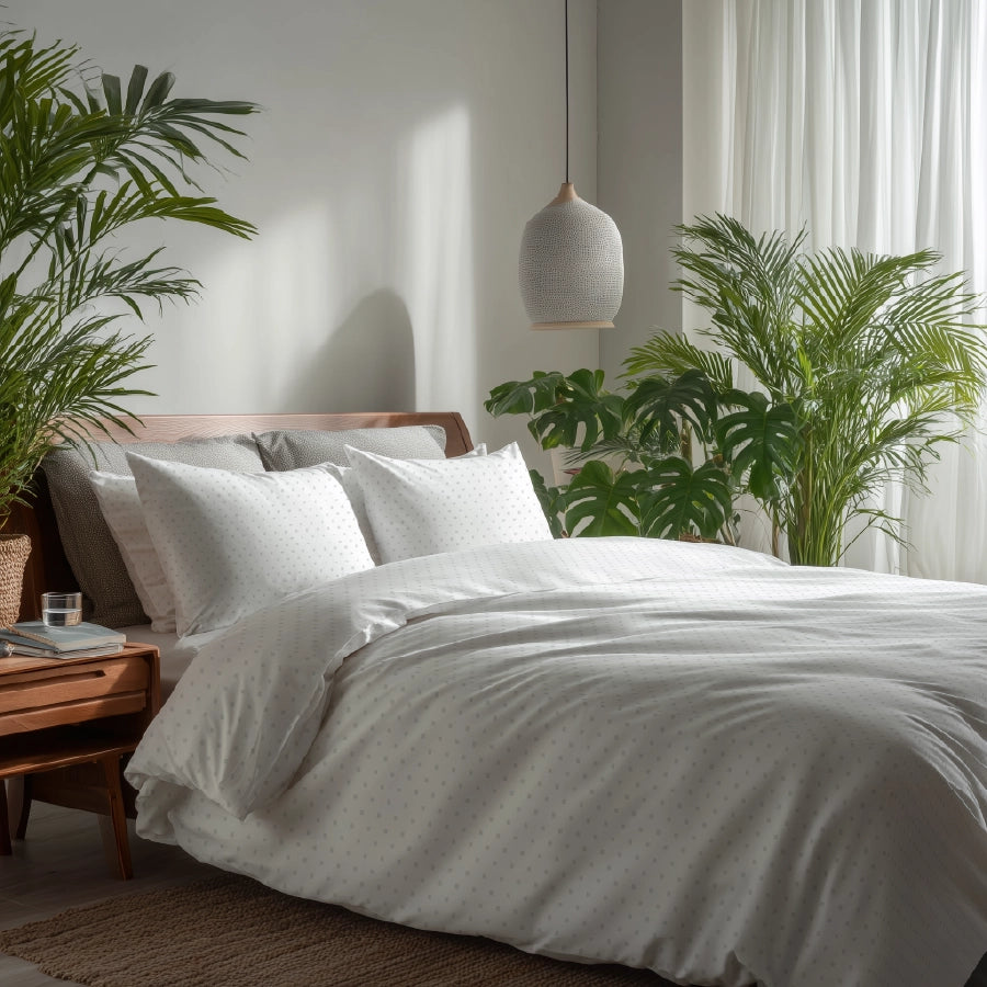 Duvet Cover - 500TC Swiss Dot - Paloma Grey, Toasted Almond, Desert Sand, Cameo Rose - Double