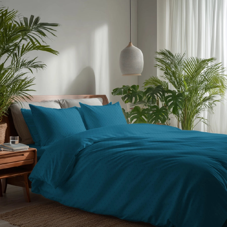 Duvet Cover - 500TC Swiss Dot - Double [Duvet Cover - 500TC Swiss Dot - Azure Blue - Double]