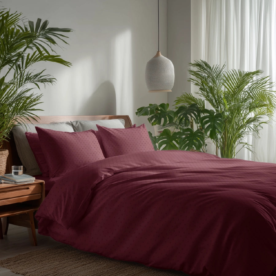 Duvet Cover - 500TC Swiss Dot - Sky Blue, Azure Blue, Pale Turquoise, Merlot, White - Double