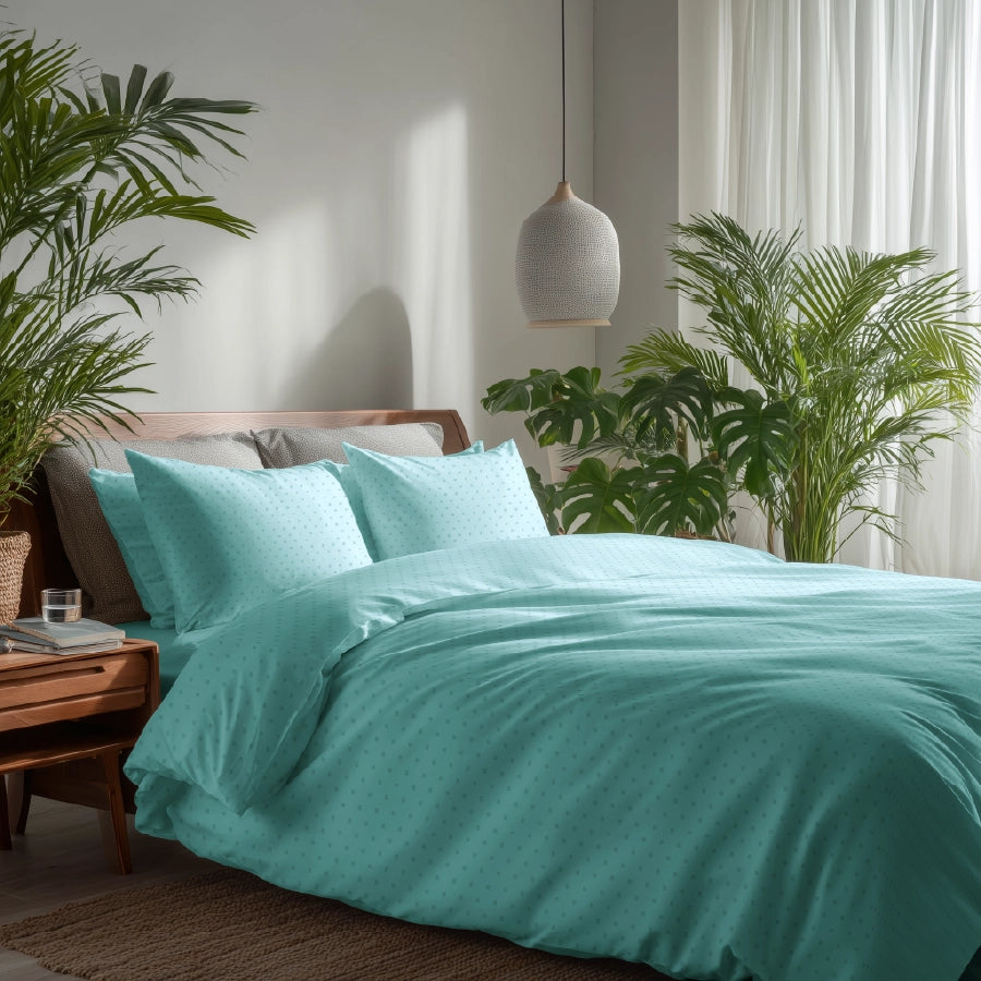 Duvet Cover - 500TC Swiss Dot - Double [Duvet Cover - 500TC Swiss Dot - Pale Turquoise - Double]