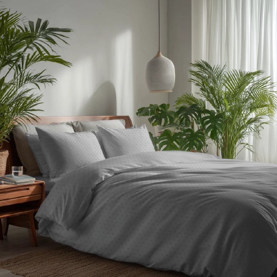 Bedding Bundle - Be [Bedding Bundle - Bedsheet Set with Duvet Cover - 500TC Swiss Dot - Pale/Pistachio Green - King / Double]
