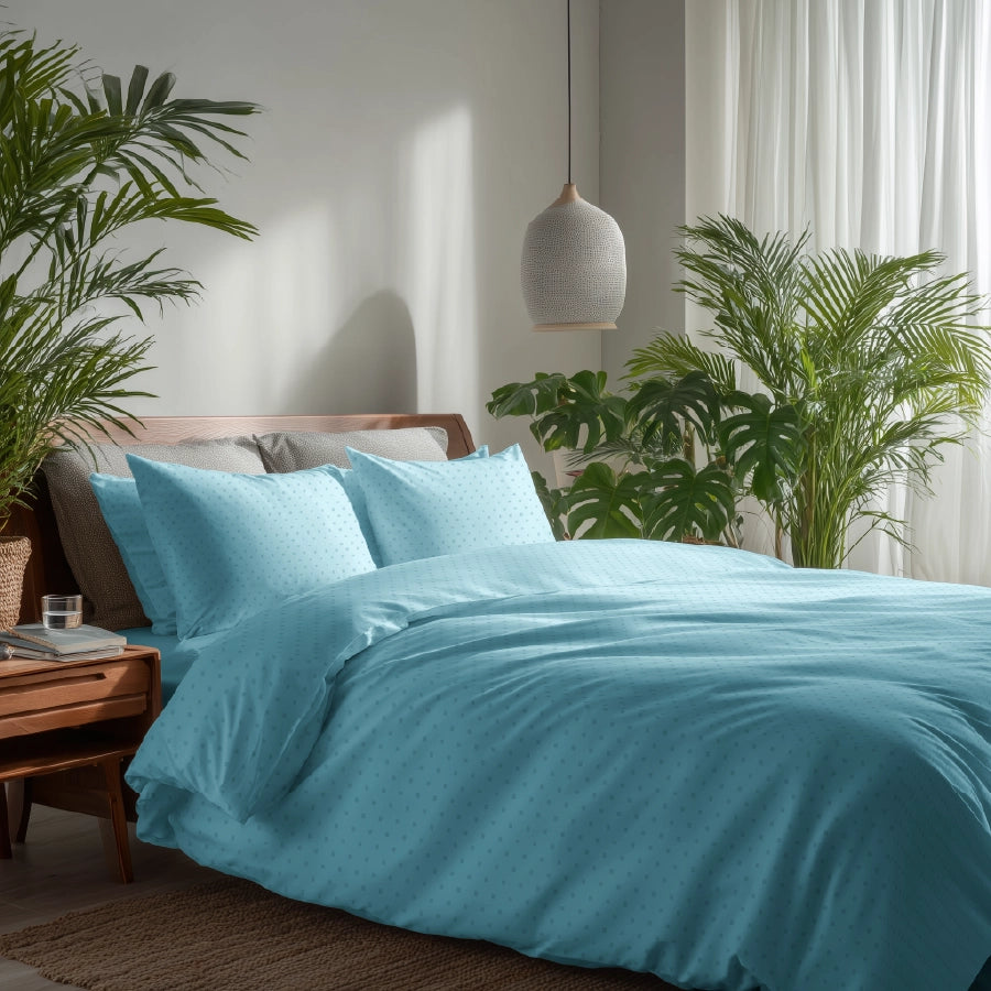 Duvet Cover - 500TC Swiss Dot - Double [Duvet Cover - 500TC Swiss Dot - Sky Blue - Double]